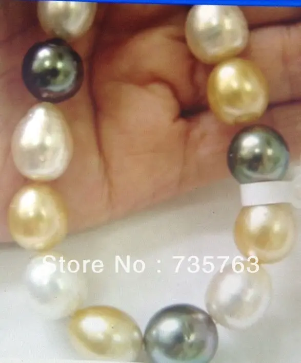 

xiuli 00877 HUGE 18"12-15MM NATURAL SOUTH SEA GENUINE GOLD BLACK DROP PEARL NECKLACE
