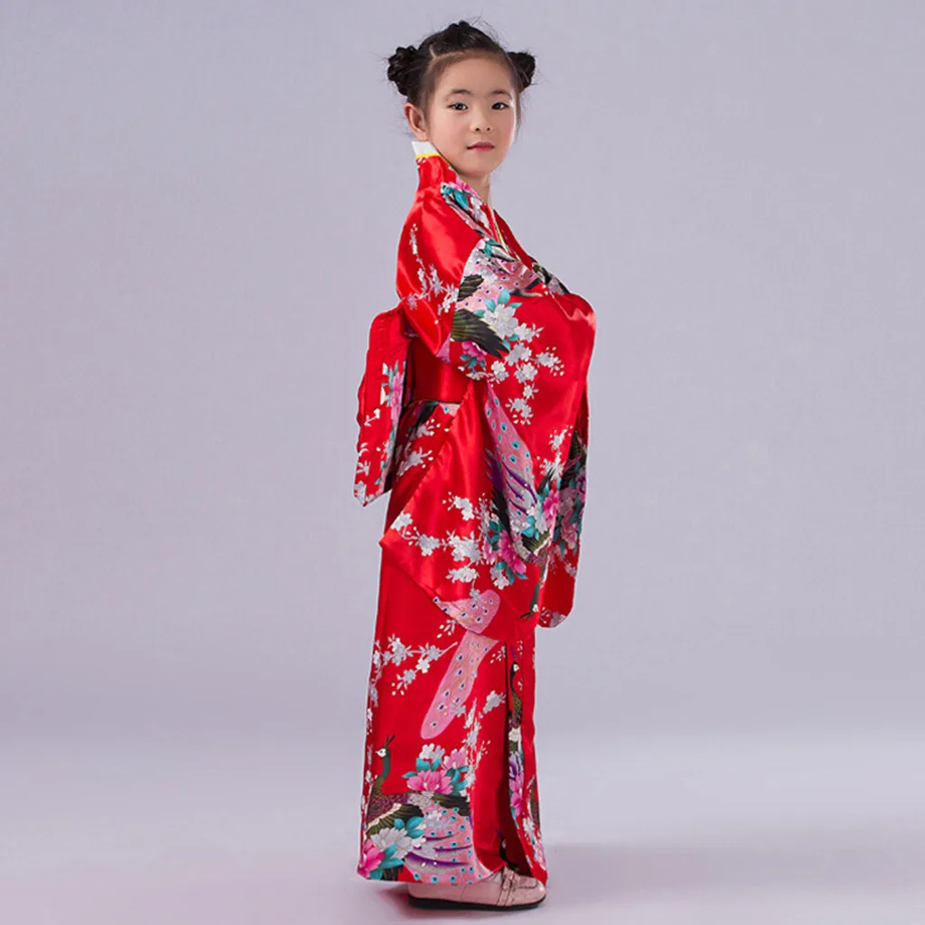 Girl Dress Toddler Kid Baby Girls Outfits Clothes Kimono Robe Japanese Traditional Costume Girls Stage performance Clothing M50