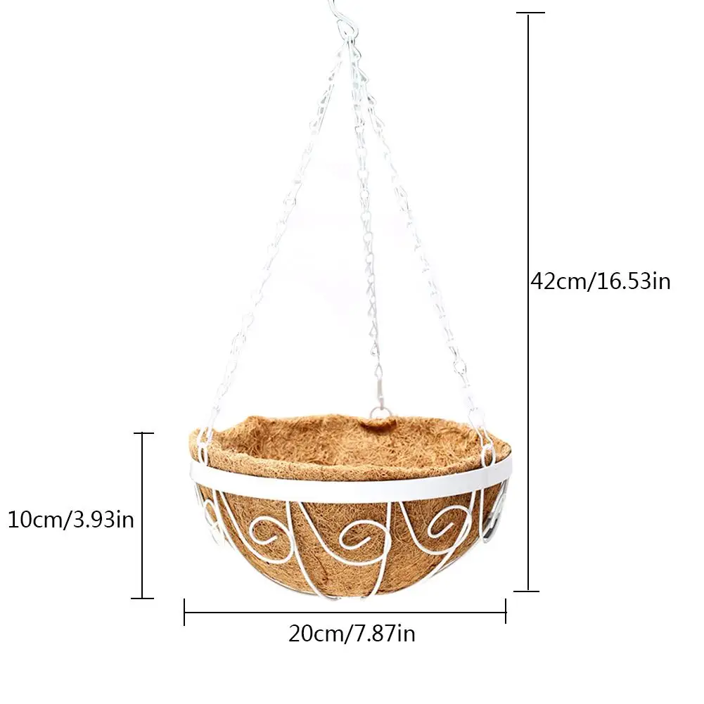 1 Pcs Hanging Iron Flower Pot Round Spherical Coconut Palm Hanging Basket Basin Balcony Flower Stand For Garden Decoration - Цвет: A