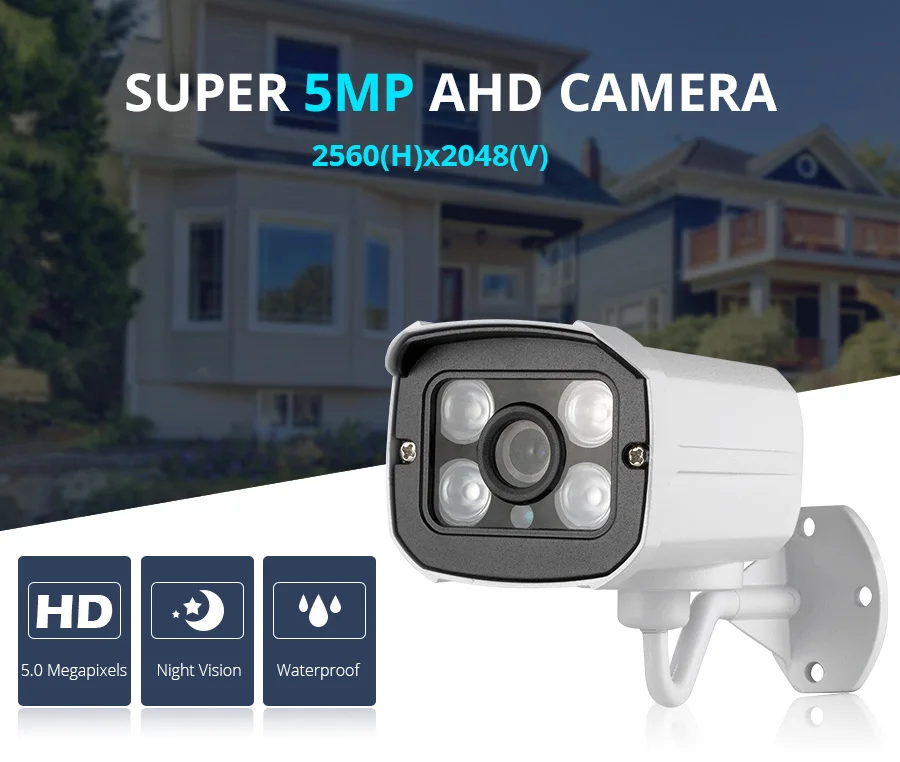 Золотая камера безопасности 4CH AHD 1080P DVR, система безопасности, 2 шт, Всепогодная цилиндрическая камера безопасности, CCTV, домашняя камера наблюдения, DVR комплект