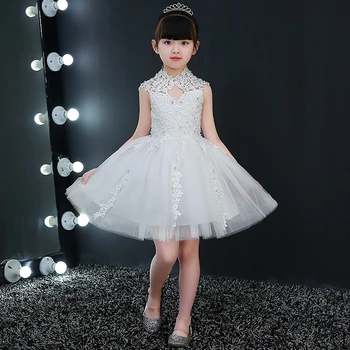 

2018 Hot Sale Children Elegant White Tulle Girls Dress Kid Party Dress Wedding Gown Girls First Communion Dresses Princess A2