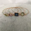 TRENDY BRACELET   GOLD COLOR COLORFUL STONE PENDANT THIN BANGLE 4 IN ONE SET 5