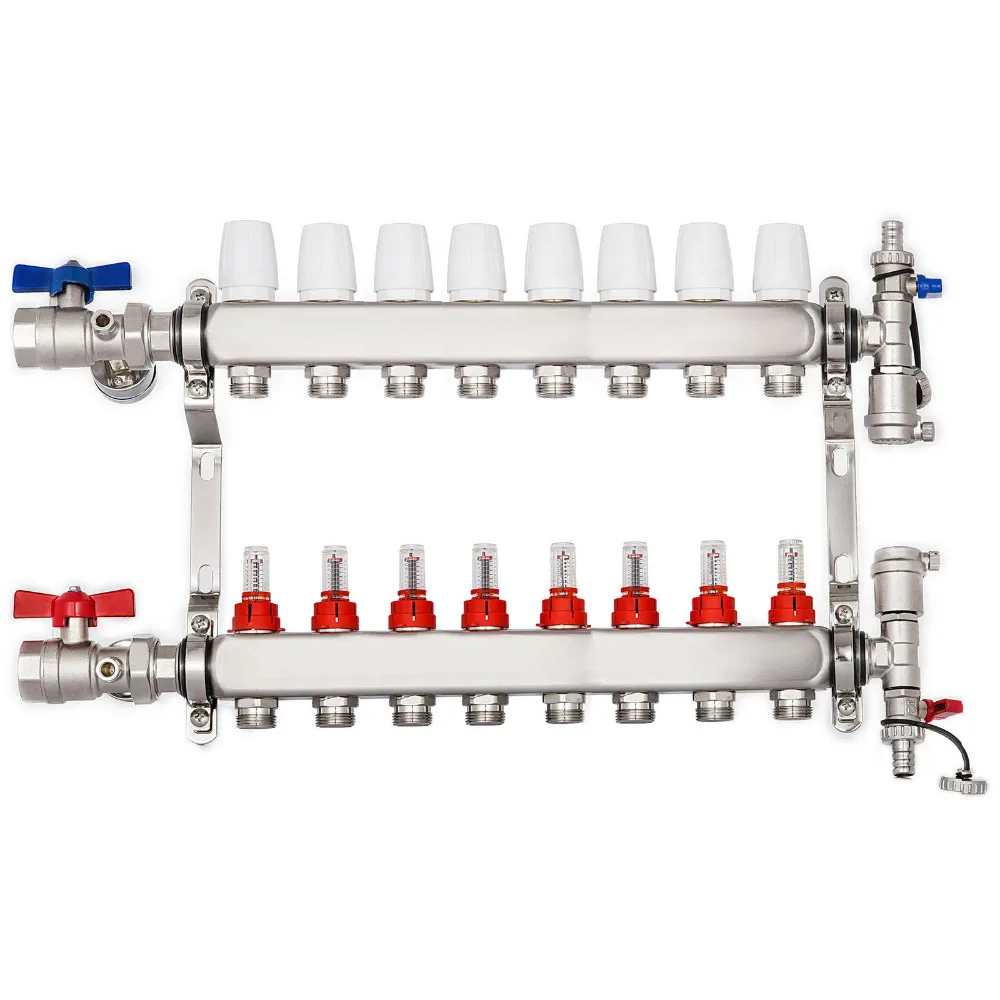 8-филиал PEX отопления пола набор коллектора-Нержавеющая сталь, для 1/" PEX