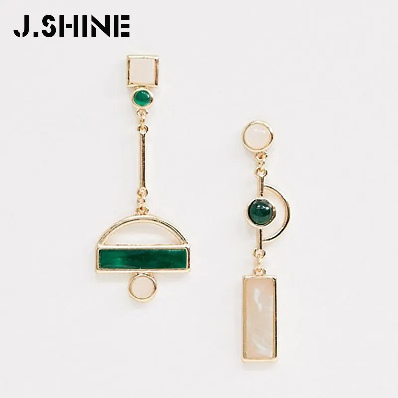 Асимметричные корейские модные женские висячие серьги JShine длинные