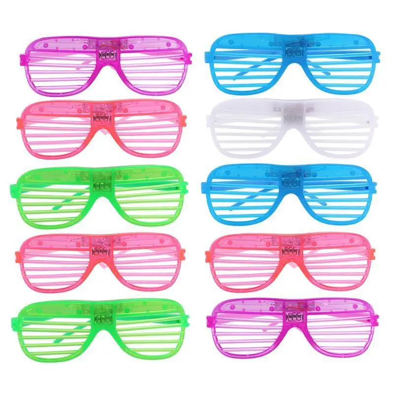 

12 Pairs of Plastic Shutter Shades Grid LED Glasses Eyewear Halloween Club Party Cosplay Props (Random Color)