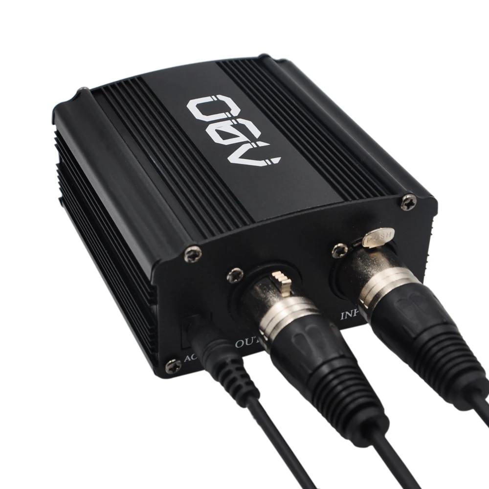 48V Phantom Power Supply with Adapter, BONUS+XLR 2M Pin