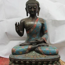 Xd 001442 24 Китай Старый Бронза Медь Перегородчатой Шакьямуни Шакьямуни Статуя Будды Медицины