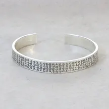 Ювелирные изделия ручной работы S999 стерлингового серебра открытые браслет моды Для мужчин и Для женщин широкий граненый Винтаж Стиль