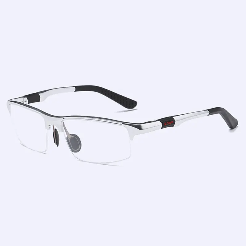 3121, оптическая оправа для очков для мужчин, очки по рецепту, полуоправа, мужские очки, оправа из сплава, очки - Цвет оправы: Серебристый