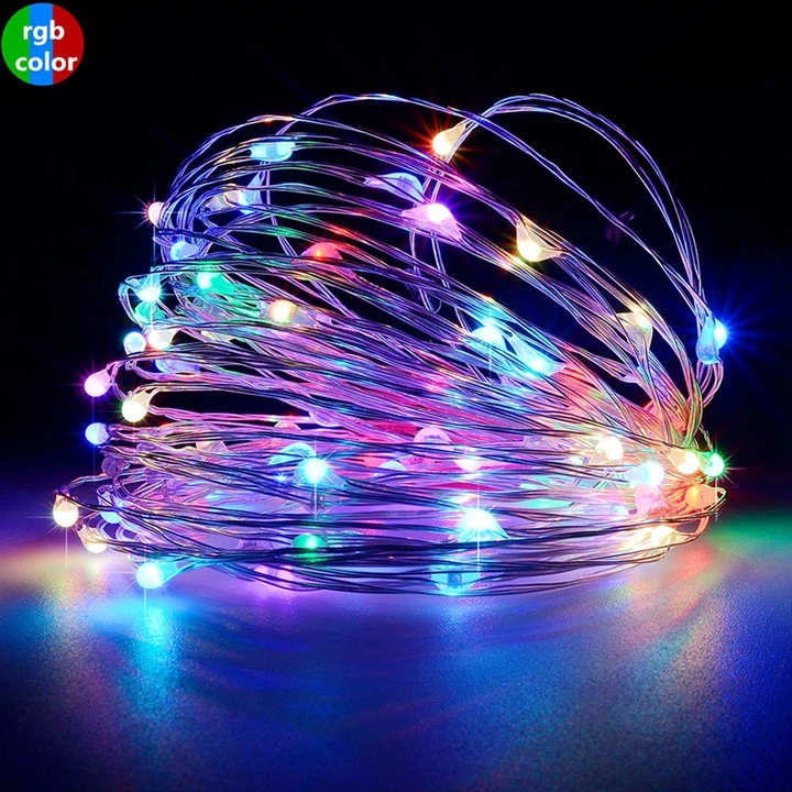 Гирлянда, Рождественские огни, 5 В, питание от USB, 10 м, 100LED, 5 м, 50LED, гирлянда, световая гирлянда, наружное праздничное украшение