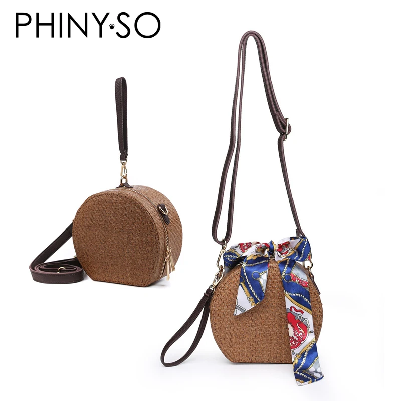

2018 newest fashion casual women handbag Straw shoulder bags Wristlets Circular bag crossbody Ribbons