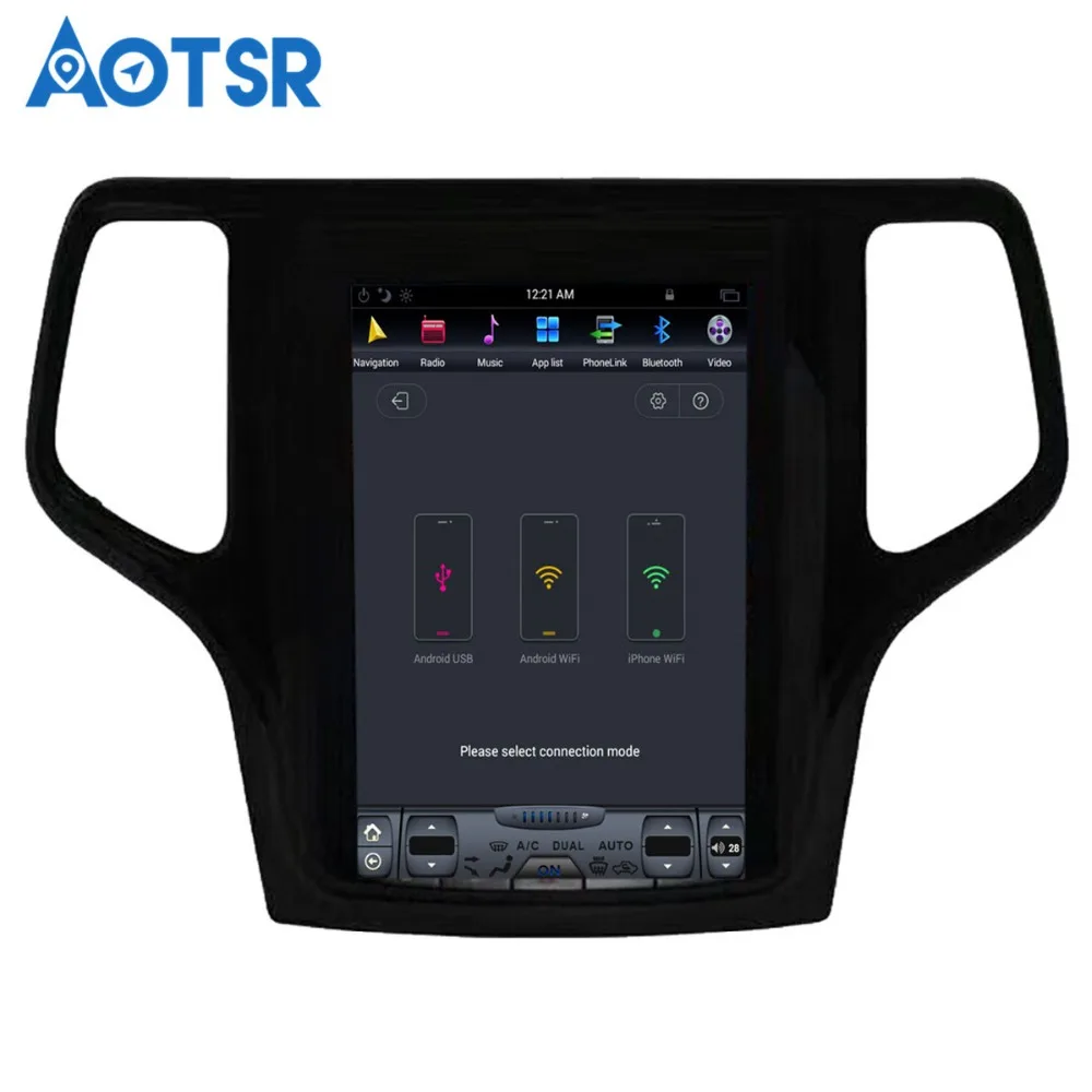 Excellent Aotsr Android 7.1 Tesla style Car GPS Navigation For JEEP Grand Cherokee 2014-2018 gold and black No DVD multimedia player 4