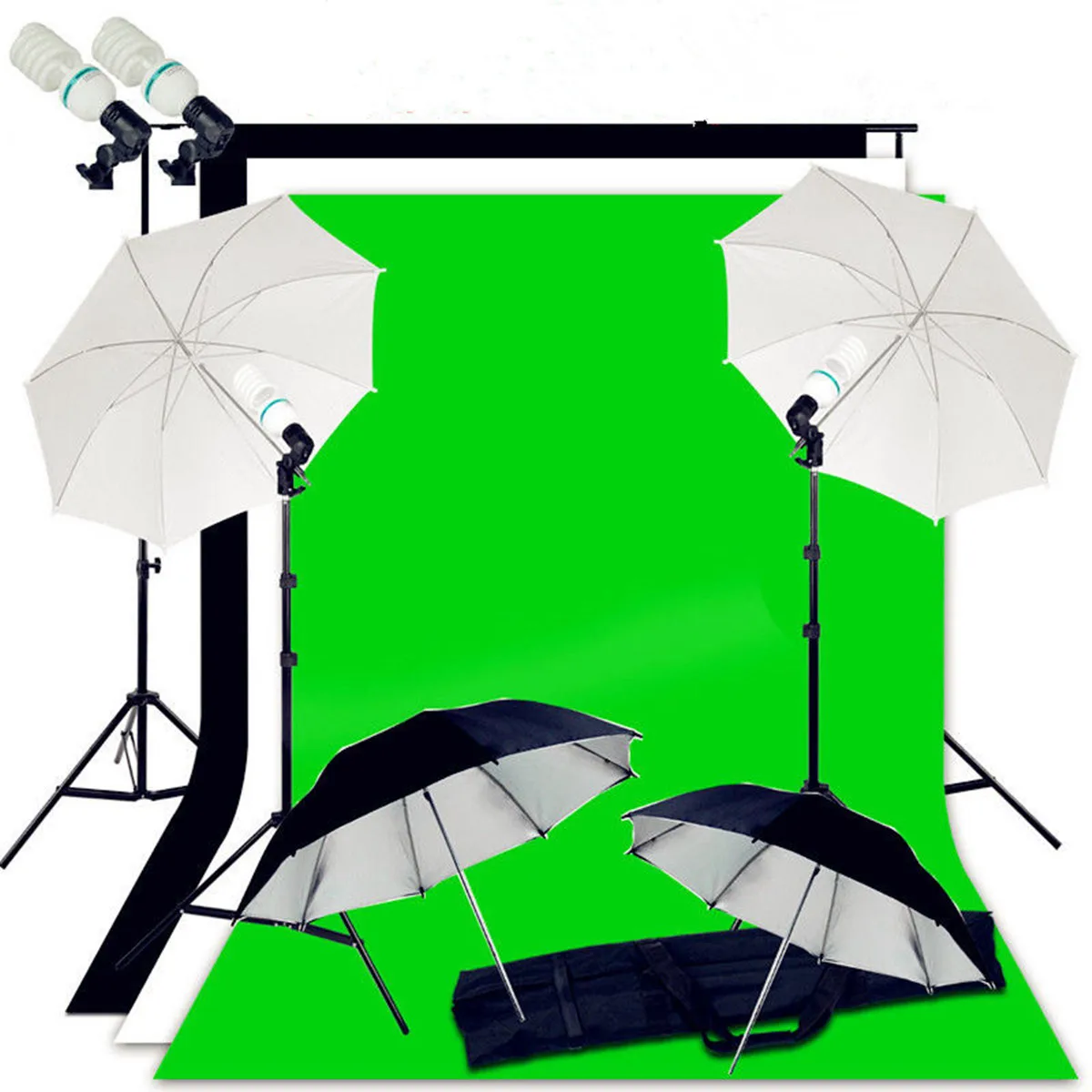 

Abeststudio Photo Studio Continuous Kit 2x 135W photo Bulb, photo Backdrop, photo Umbrella Light Stand, 2*3m Background Stand