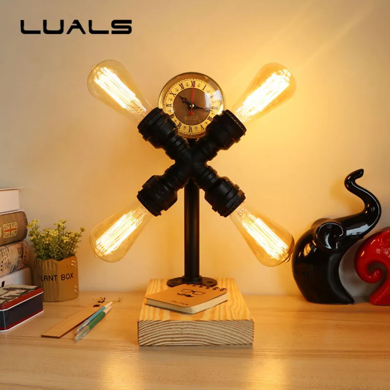 Edison Retro Table Lamp Creative Wooden base Mesa Deco Desk Lamp