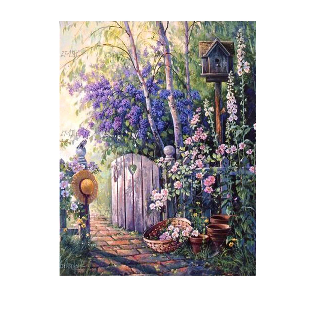 

5D DIY Garden Landscape Diamond Painting Cross Stitch Diamond Embroidered Mosaic Full Square/round Mural Crafts Home Decoration