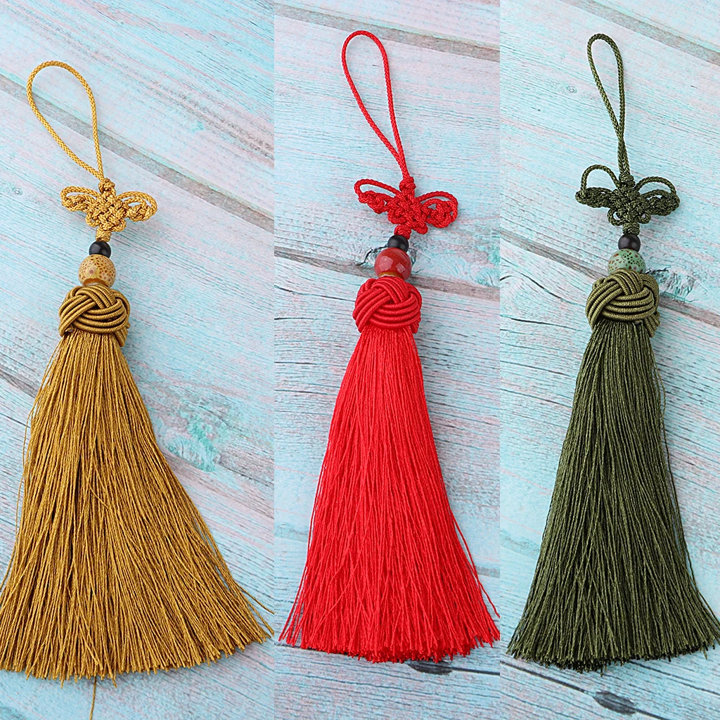 buy Chinese Knot Lucky Tassel Fans Keyring Bags Pendant Home Hanging Decor Gift 20 cm