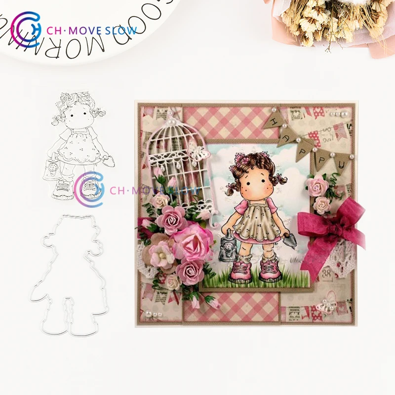 

CH Garden Girl Metal Cutting Dies and stamps Card Stencil Paper Craft Embossing Folder Stencil Craft Handmade Metal Crafts