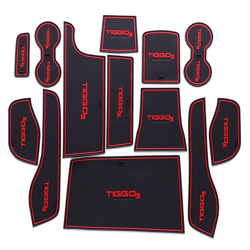 

13Pcs/Set Car Styling Slot Pad Interior Door Groove Mat Latex Anti-Slip Cushion For Chery Tiggo 3 2016-2018