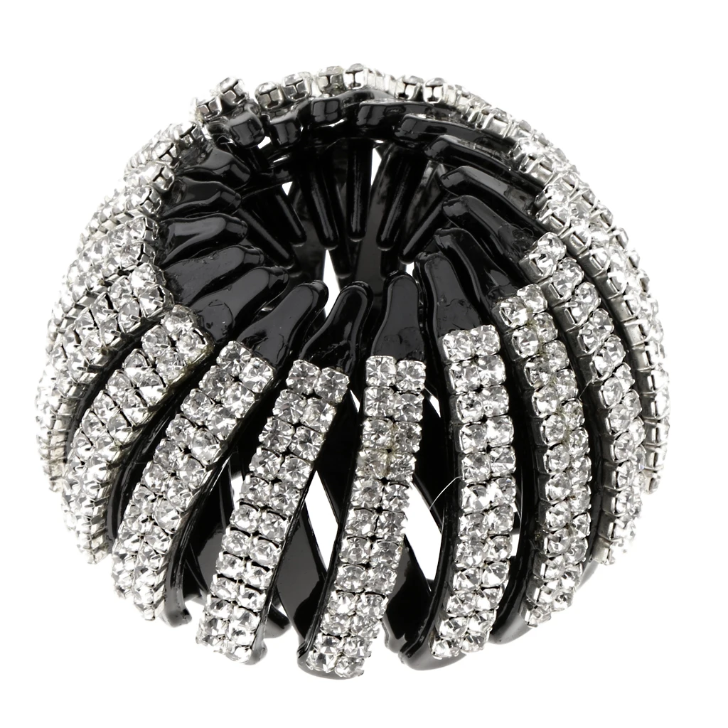 Elegant Lady Plastic Full Crystal Hair Updo Clip Bun Maker Wedding Prom Styling Tool