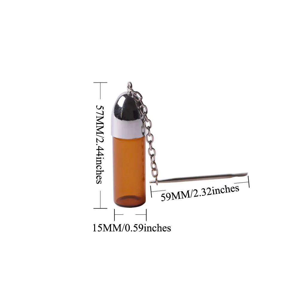5xGlass Bullet Snorter Snuff Bottle with Metal Spoon Snorter Vial Storage Holder