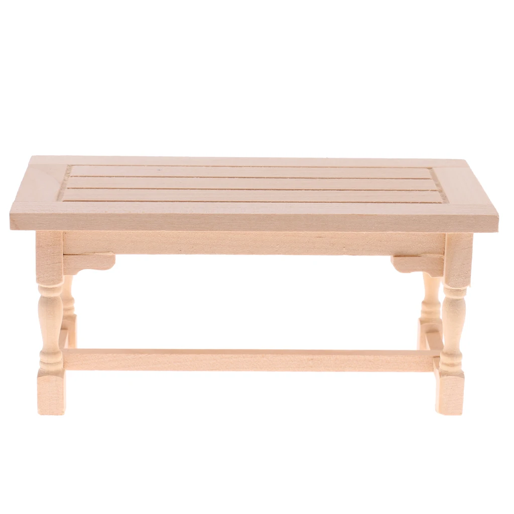 1/12 Dollhouse Dining Room Furniture Natural Wood Dining Table Chairs Set