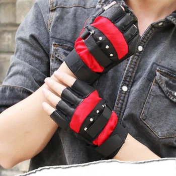 

Mens Outdoor Soft Sheep Leather Driving Motorcycle Biker Fingerless PU Gloves New T7