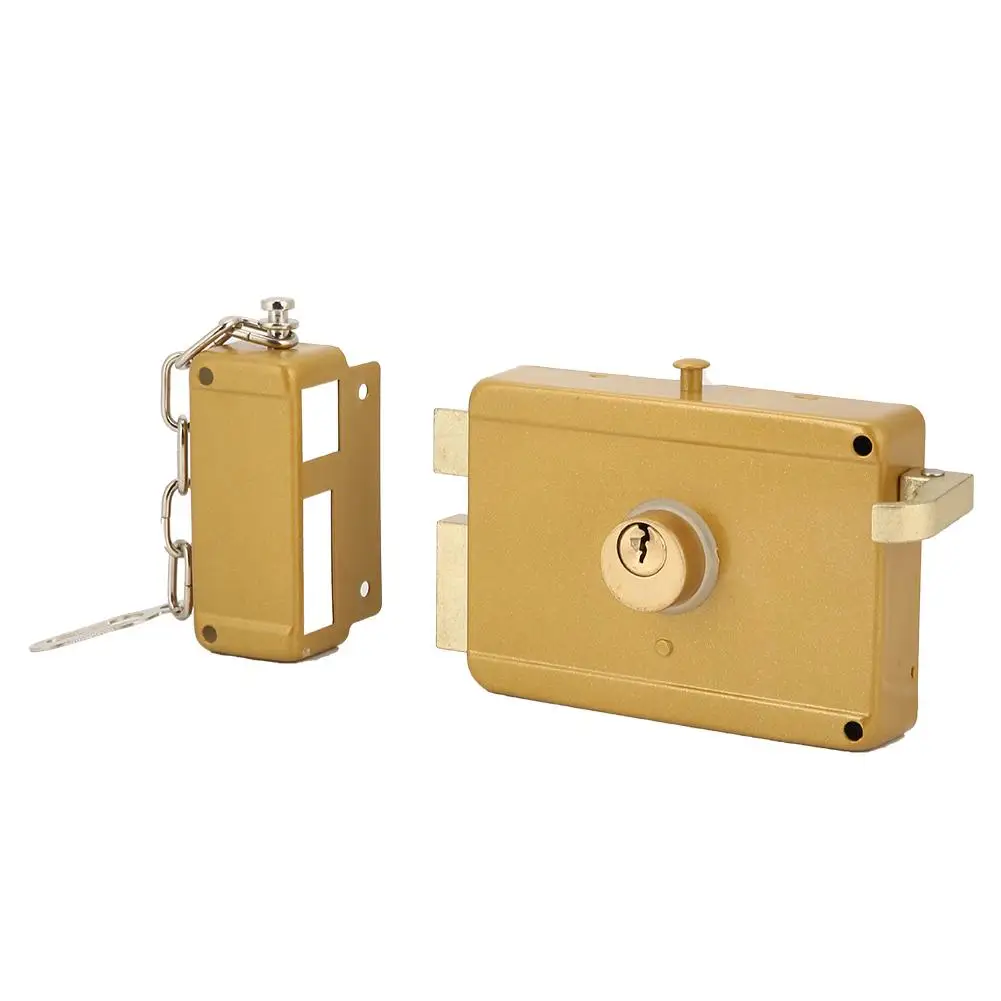 

Retro Heavy Duty Security Door Lock Dead Bolt Lock with Chain and Keys for Vertical Hinged Door Night latch for Entrance Gate