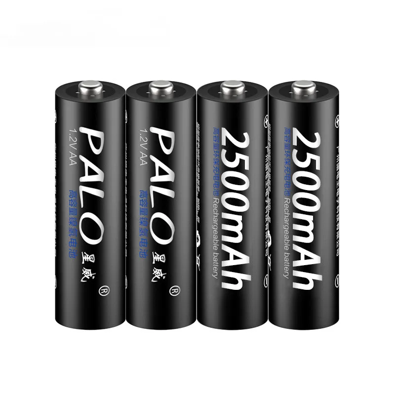 PALO 4 шт высокой емкости 2500mAh 1,2 V 3000MAH AA Ni-MH Предварительно заряженный перезаряжаемый AA 1300MAH аккумулятор 2A Baterias - Цвет: 2500MAH