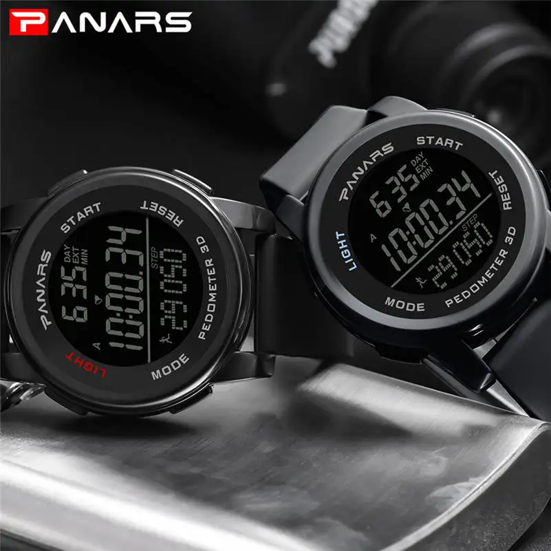 

2019 Men Watch PANARS Fashion Waterproof Running Counter Men's Sports LED Electronic Multifunction Watch Relogio Masculino 661S4