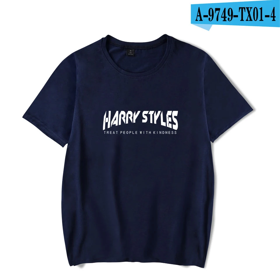 Футболки с надписью «Harry Styles» для женщин, летняя хлопковая футболка унисекс, модная футболка, повседневный топ с круглым вырезом - Цвет: navy blue