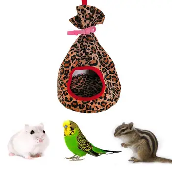 

monokweepjy Colored Leopard Pet Hammock Hamster Parrot Tent Nest Soft Bird House Pet Cage Bed Cover Fast Shipping