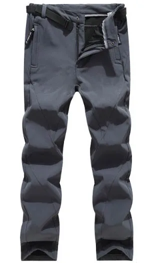 MAZEROUT мужские зимние водонепроницаемые рыболовные треккинговые флисовые уличные походные брюки мужские походные брюки для кемпинга лыжного спорта 3XL P3 - Цвет: Gray