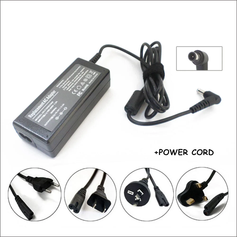 19 5 V 65W 3.3A AC шнур питания DC адаптер для Caderno SONY Vaio Vgp-ac19v48 Vgp-ac19v44 быстрое зарядное