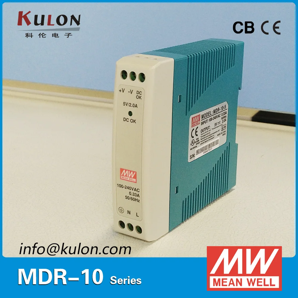 

Original Meanwell MDR-10-5 10W 2A 5V Industrial DIN Rail Mean well Power Supply MDR-10 with DC OK active signal