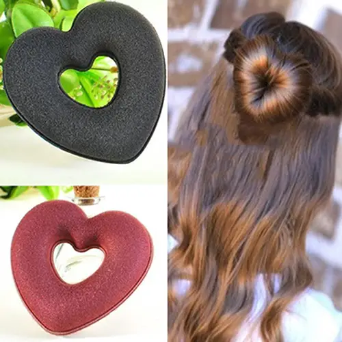 Women Girl Hair Styling Heart Shaped Updo Bun Maker Diy Holder