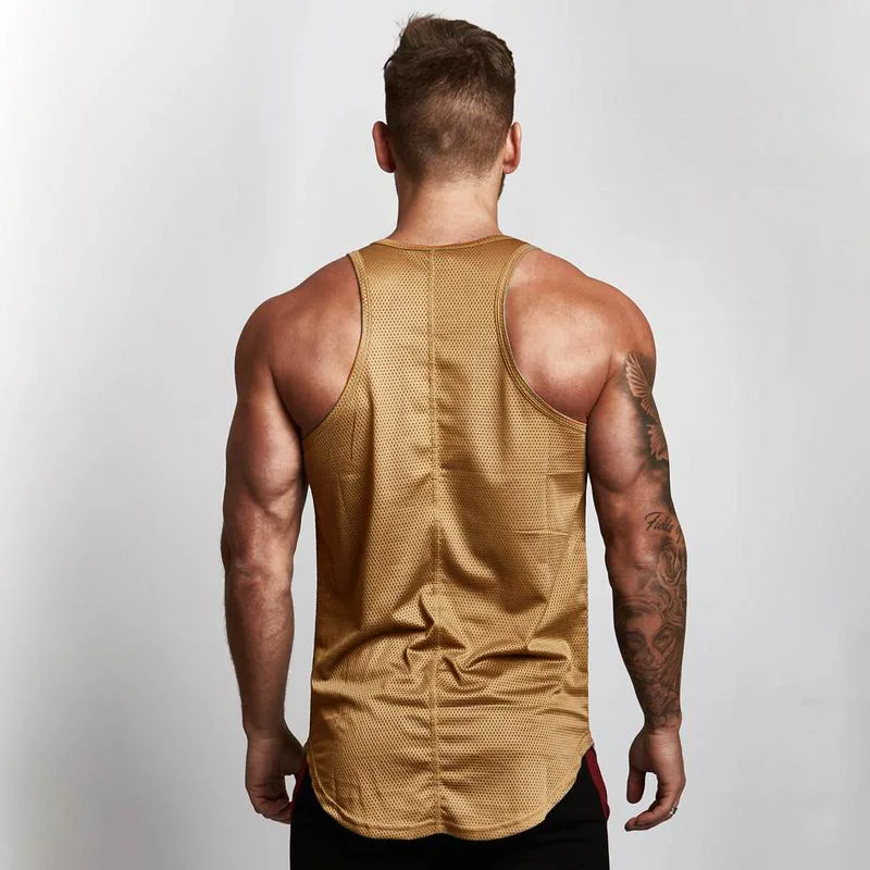 Muscleguys однотонная майка с круглым вырезом Мужская рубашка без рукавов для бодибилдинга для фитнеса Мужская сетчатая майка для мышц тренировочный жилет