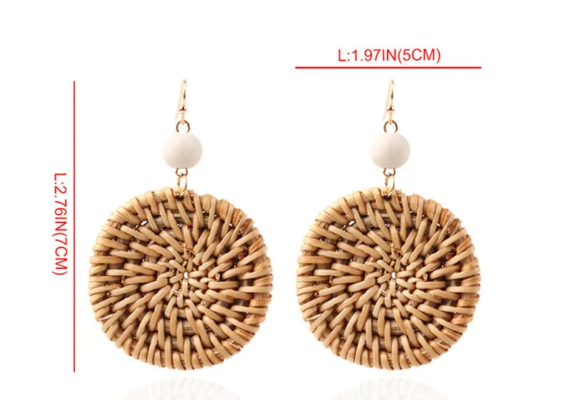 Fashion Handmade Folk-custom Bohemia Style Round Earrings Rattan Knit Round Wedding Party Earrings Jewelry ETD34 (3)