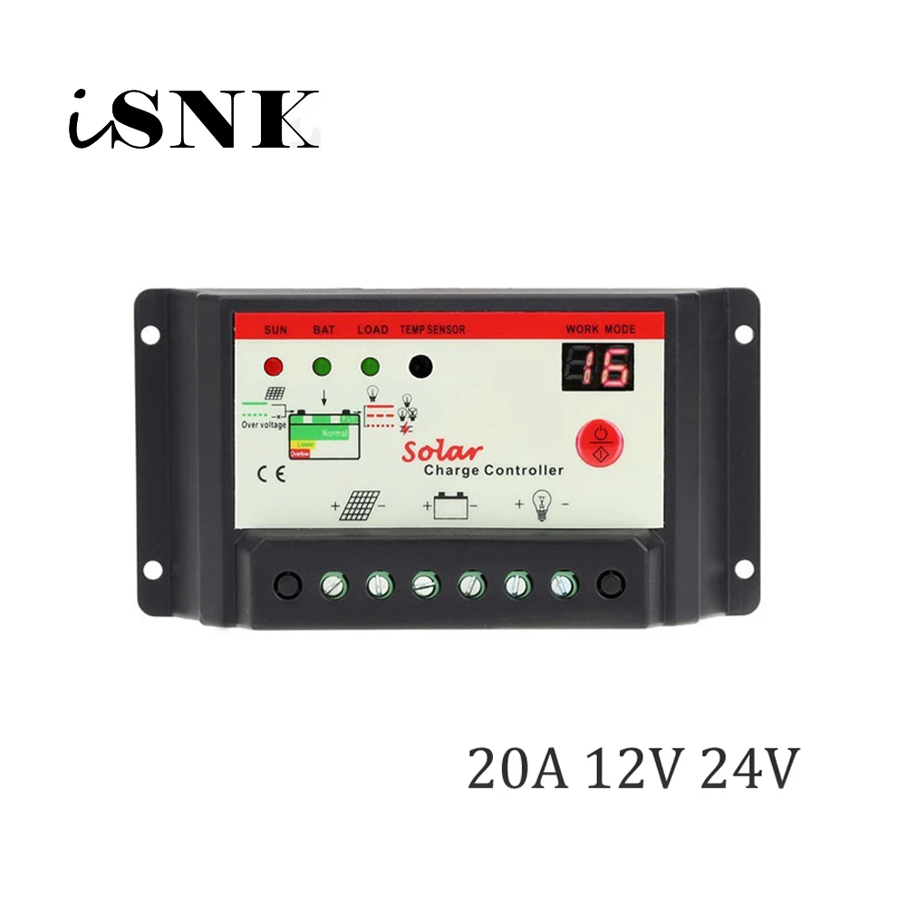 

20A PWM Solar Charger controller 12V 24V Seal GEL AGM Battery charger Regulators 100W 200W 300W PV Street light lamp control