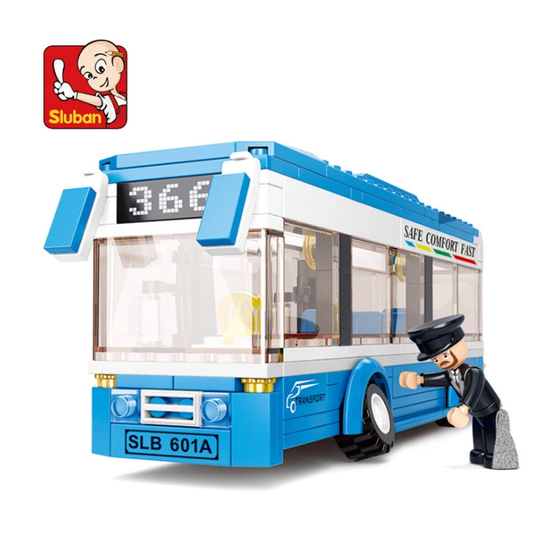 

City Bus Building Blocks Sets Compatible Creator Model Blue Car Bricks Figures Educational Toys for Children