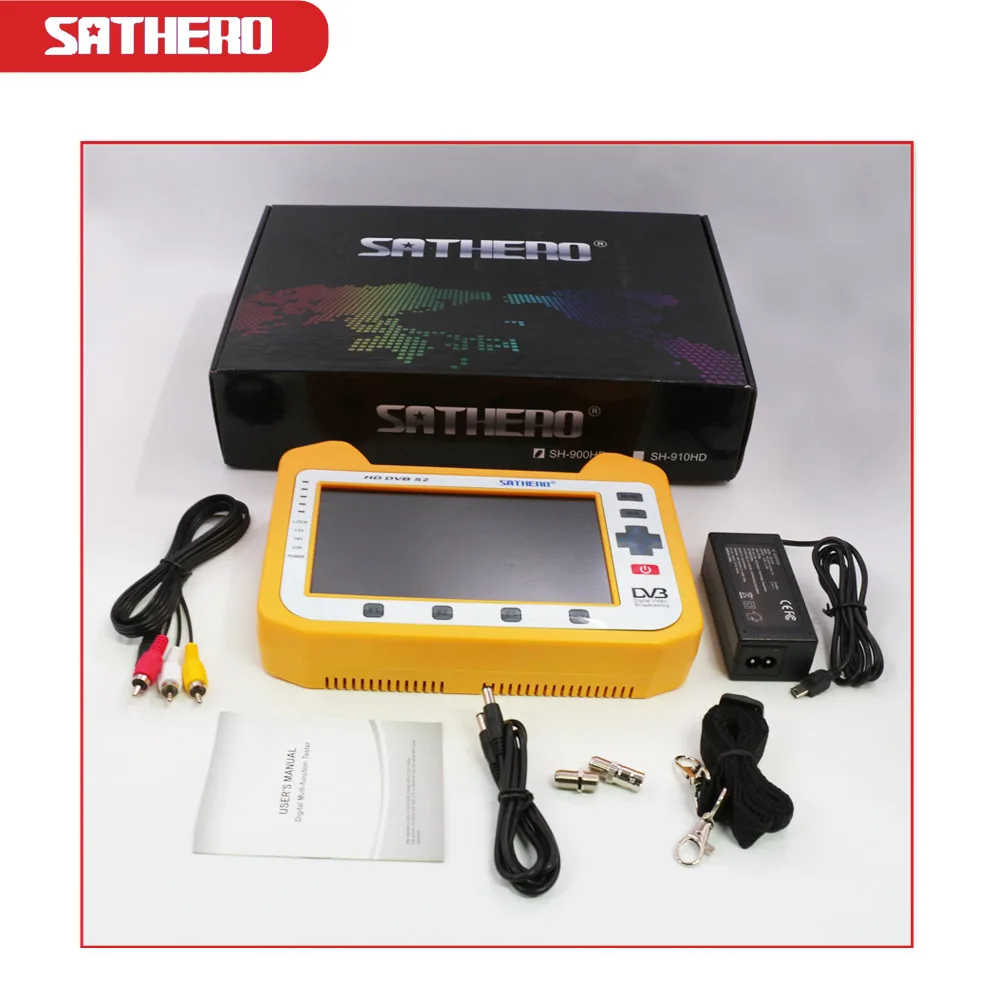 7 дюймов Sathero SH-900HD DVB-S2 HD цифровой спутниковый finder MPEG-4 CC ТВ метр тестер аналоговая камера высокого разрешения Full 1080P ТВ сигнала Satfinder метр