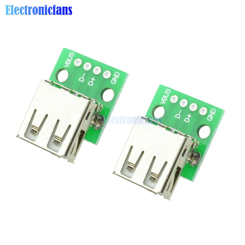 

2pcs Type A Female USB To DIP 2.54MM PCB Board Adapter Converter For Arduino
