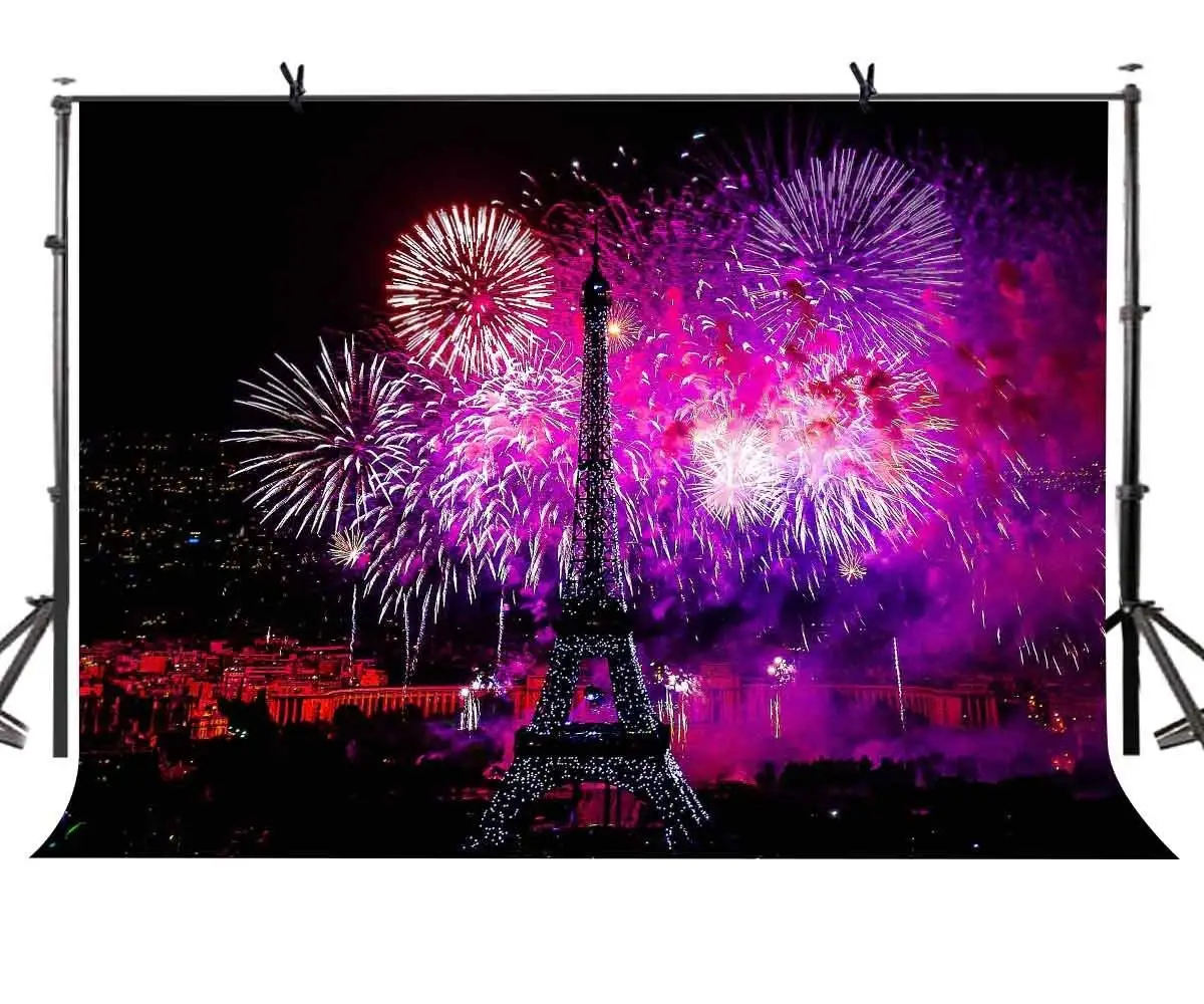 

150x220cm Romantic Fireworks Backdrop French Style Romantic Fireworks Photography Background for Camera Photo Props