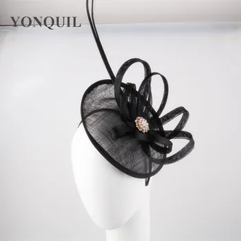 

Black fascinator base with ostrich quill adorned hat party hairclip cocktail headwear wedding hair accessories or multiple color