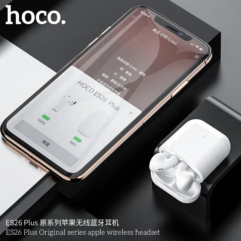 HOCO ES26 plus Мини Bluetooth наушники стерео бас беспроводная Bluetooth 5,0 гарнитура наушники зарядная коробка+ чехол для всех смартфонов