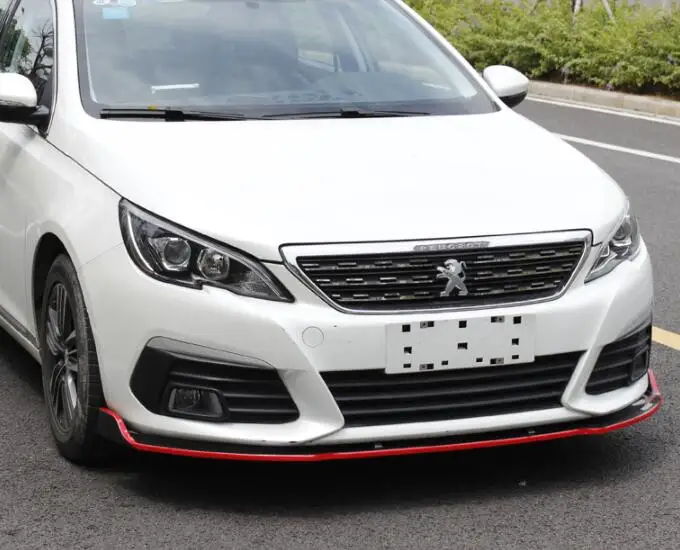 

ABS Carbon Fiber Front Lip Splitters Bumper Aprons Cup Flaps Spoiler For Peugeot 308 2016 2017/2018 2019 BY EMS