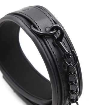 Bdsm Collar Leather And Iron Chain Link bdsm Slave Collars Women Bondage Collar Sex Toys For Couples Adults Sex Restraints 6