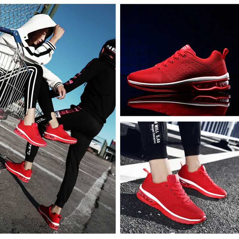 

Spring Fashion Korean Breathable Mesh Shoes Outdoor Casual Shoes Women 2018 Air Cushion Black Red Sneakers Women Tenis Feminino