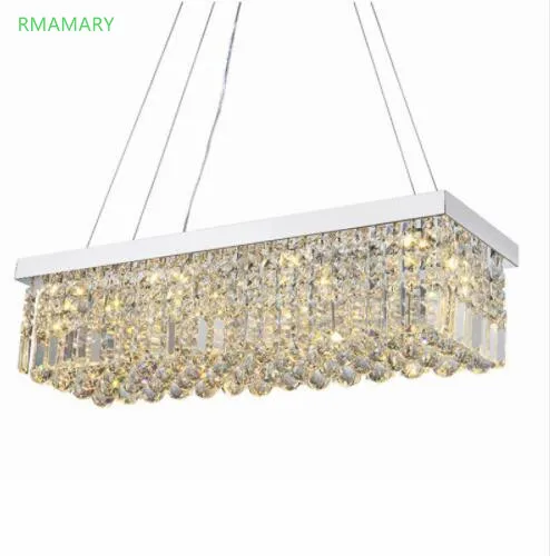 

K9 crystal 110-220V chandelier led atmosphere rectangular light luxury chandelier simple bar dining room lamps