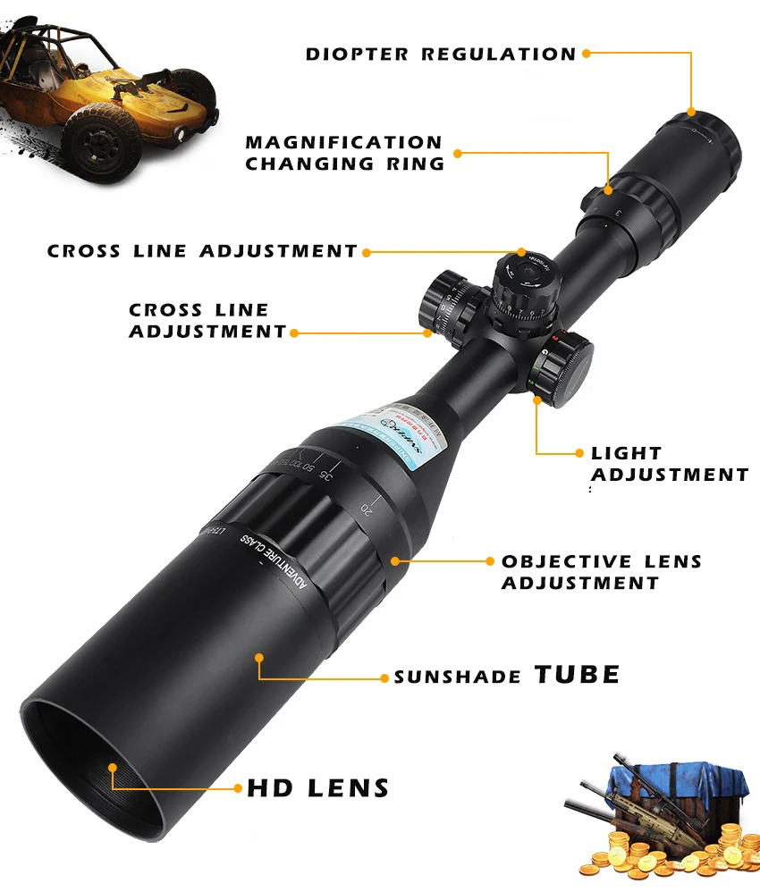 Sniper4-16x40AOL охотничий прицел тактический оптический прицел полный размер Mil-Dot оборудование RGB проволока сетка для винтовки прицел страйкбол