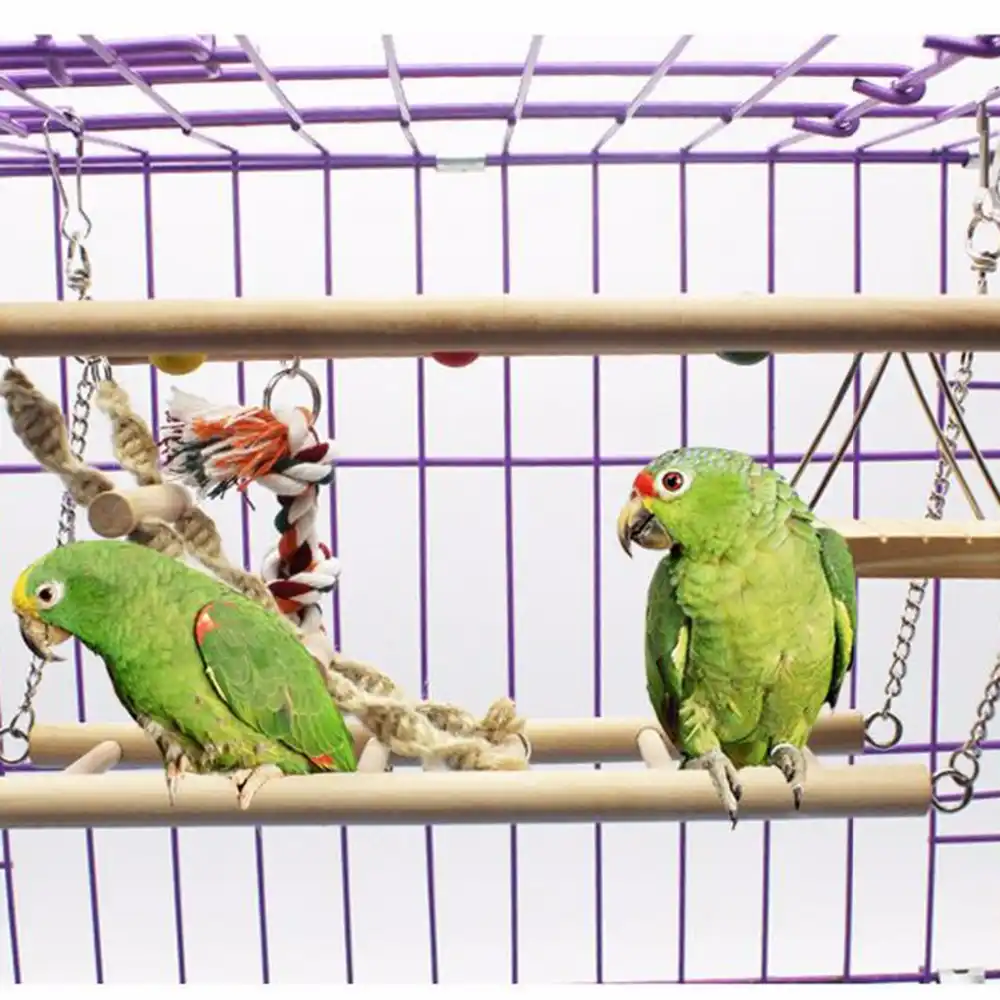 Bird Toy Wooden Ladders Swings Scratcher Climbing Wood Parrot Bird Toy Wooden Ladders Swings